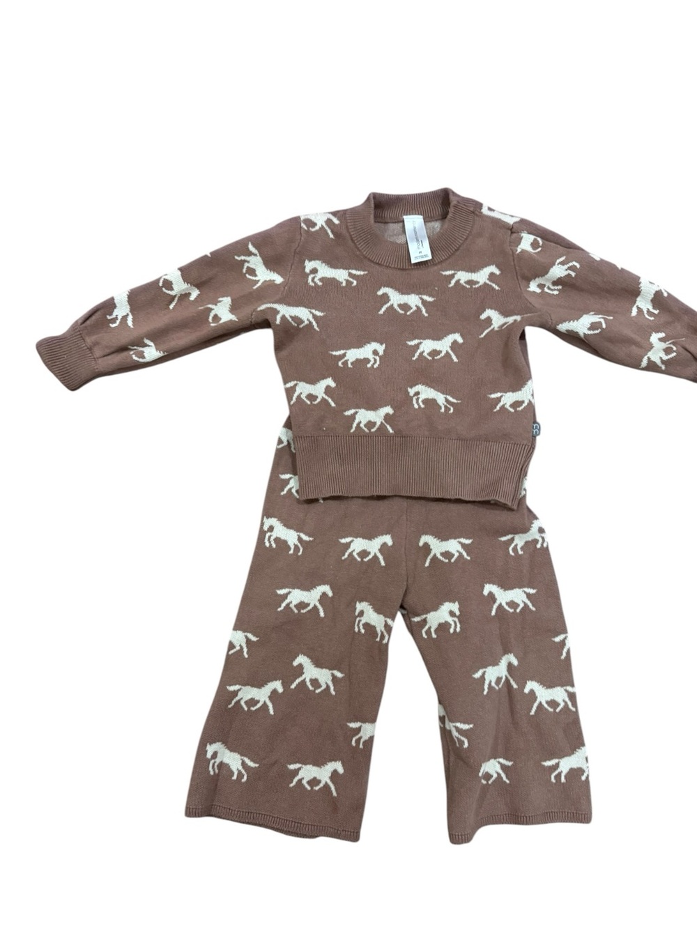 Gerber Brown and White Horse Knit Pajama Set